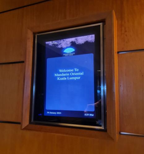 Mandarin Oriental event display screen